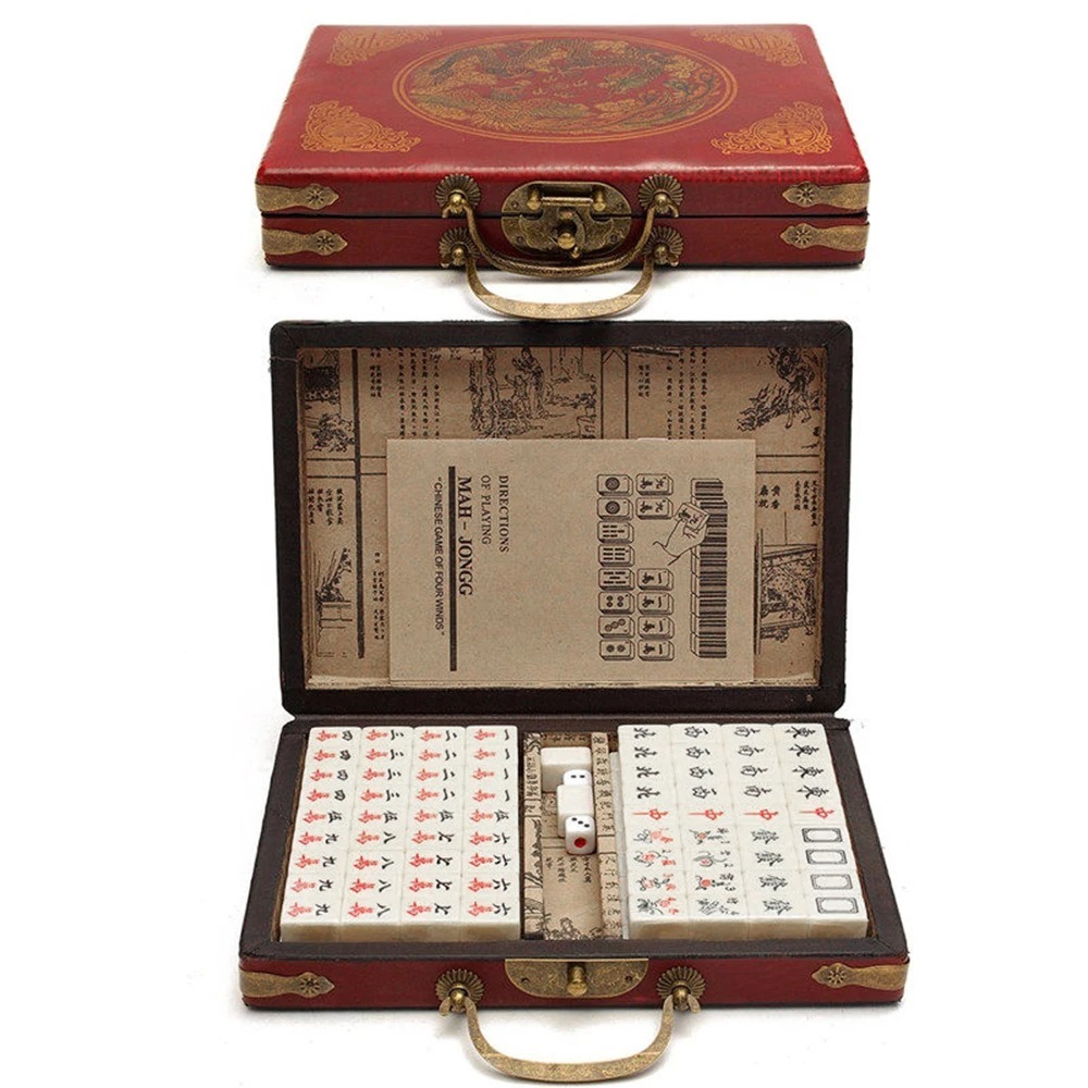 Portable Chinese Mahjong Set with 144 Tiles