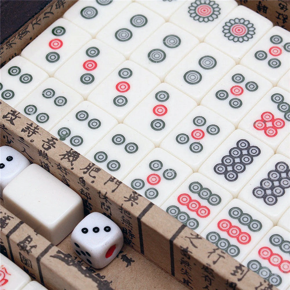 Portable Chinese Mahjong Set with 144 Tiles