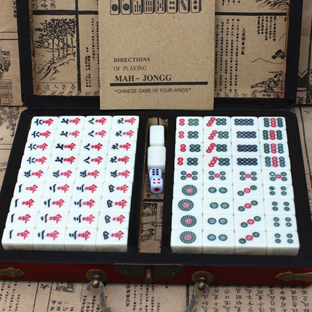 Portable Chinese Mahjong Set with 144 Tiles