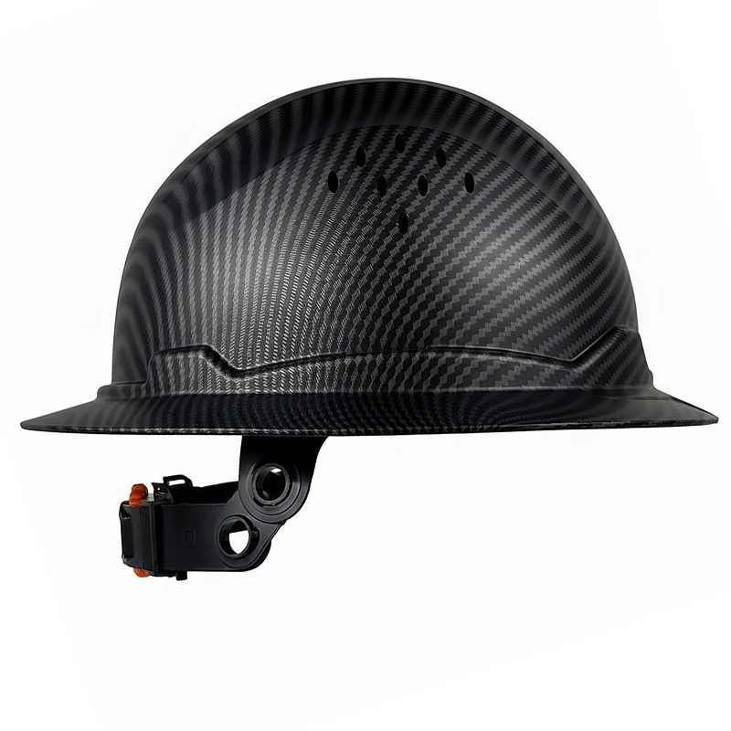 Pro-grade Vented Full Brim Hard Hat - ANSI Z89.1-2014 Certified - 6-Point Suspension HDPE Safety Helmet with Y-Chinstrap & Replacement Sweatband
