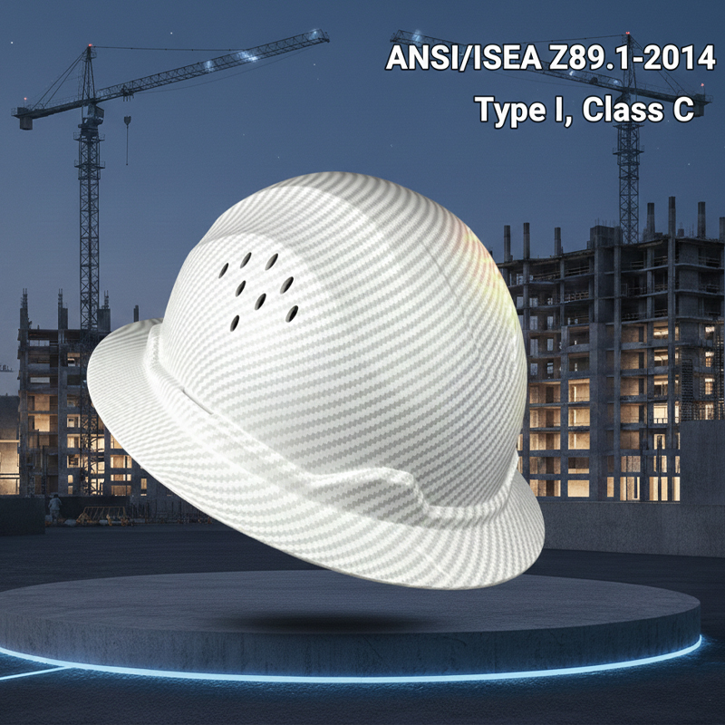 Pro-grade Vented Full Brim Hard Hat - ANSI Z89.1-2014 Certified - 6-Point Suspension HDPE Safety Helmet with Y-Chinstrap & Replacement Sweatband