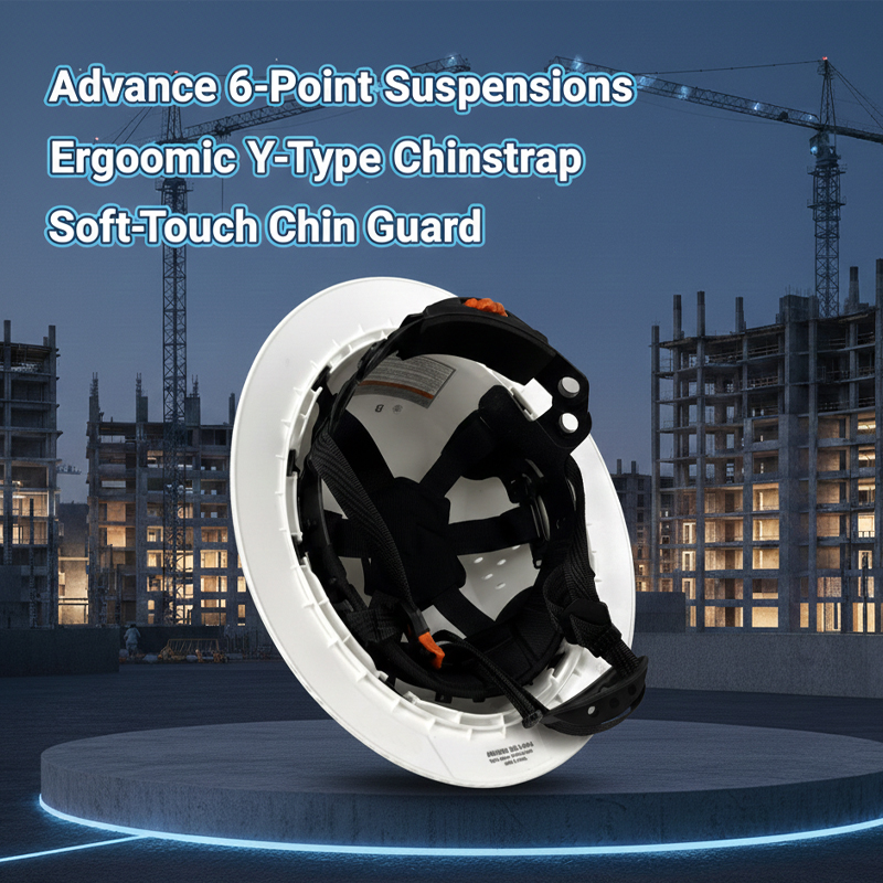 Pro-grade Vented Full Brim Hard Hat - ANSI Z89.1-2014 Certified - 6-Point Suspension HDPE Safety Helmet with Y-Chinstrap & Replacement Sweatband