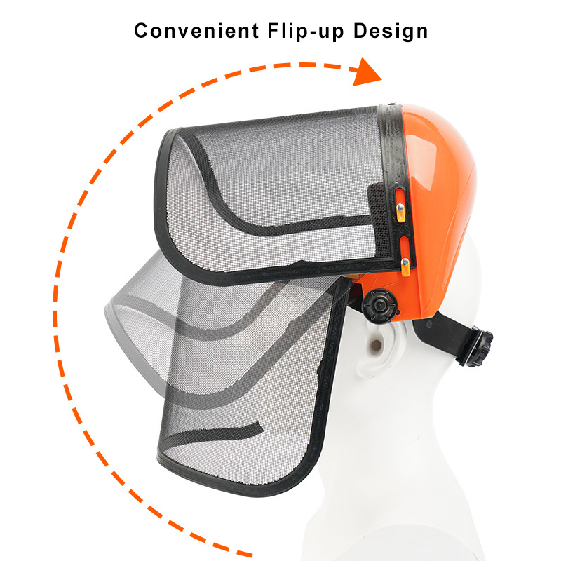 Wolvpower Professional Brush Cutter Face Shield - High-Impact Mesh Visor for Weed Whacking, Chainsaw & Landscaping - Adjustable Forestry Safety Mask