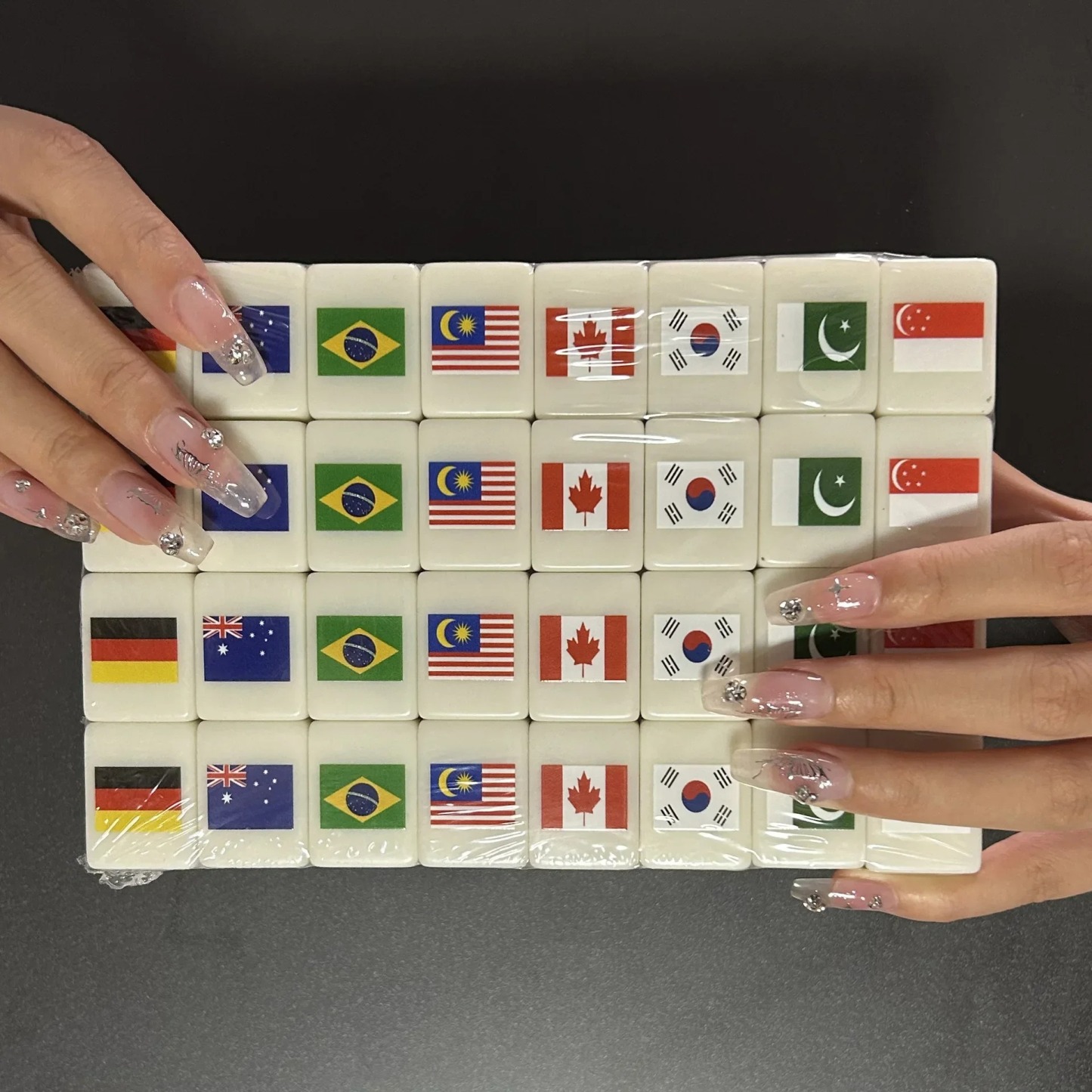 Seaside Escape Mahjong Game Set – 64+1 Mini Mahjong 24mm Tiles, Multi-Style Pattern Match & Clear Board Game for Family & Party Fun