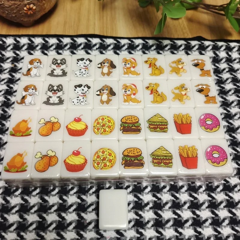 Seaside Escape Mahjong Game Set – 64+1 Mini Mahjong 24mm Tiles, Multi-Style Pattern Match & Clear Board Game for Family & Party Fun