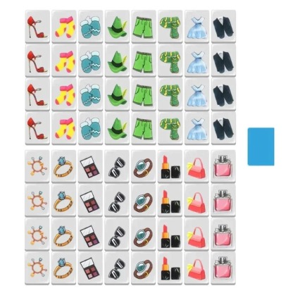 Seaside Escape Mahjong Game Set – 64+1 Mini Mahjong 24mm Tiles, Multi-Style Pattern Match & Clear Board Game for Family & Party Fun