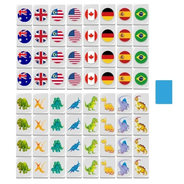 Seaside Escape Mahjong Game Set – 64+1 Mini Mahjong 24mm Tiles, Multi-Style Pattern Match & Clear Board Game for Family & Party Fun