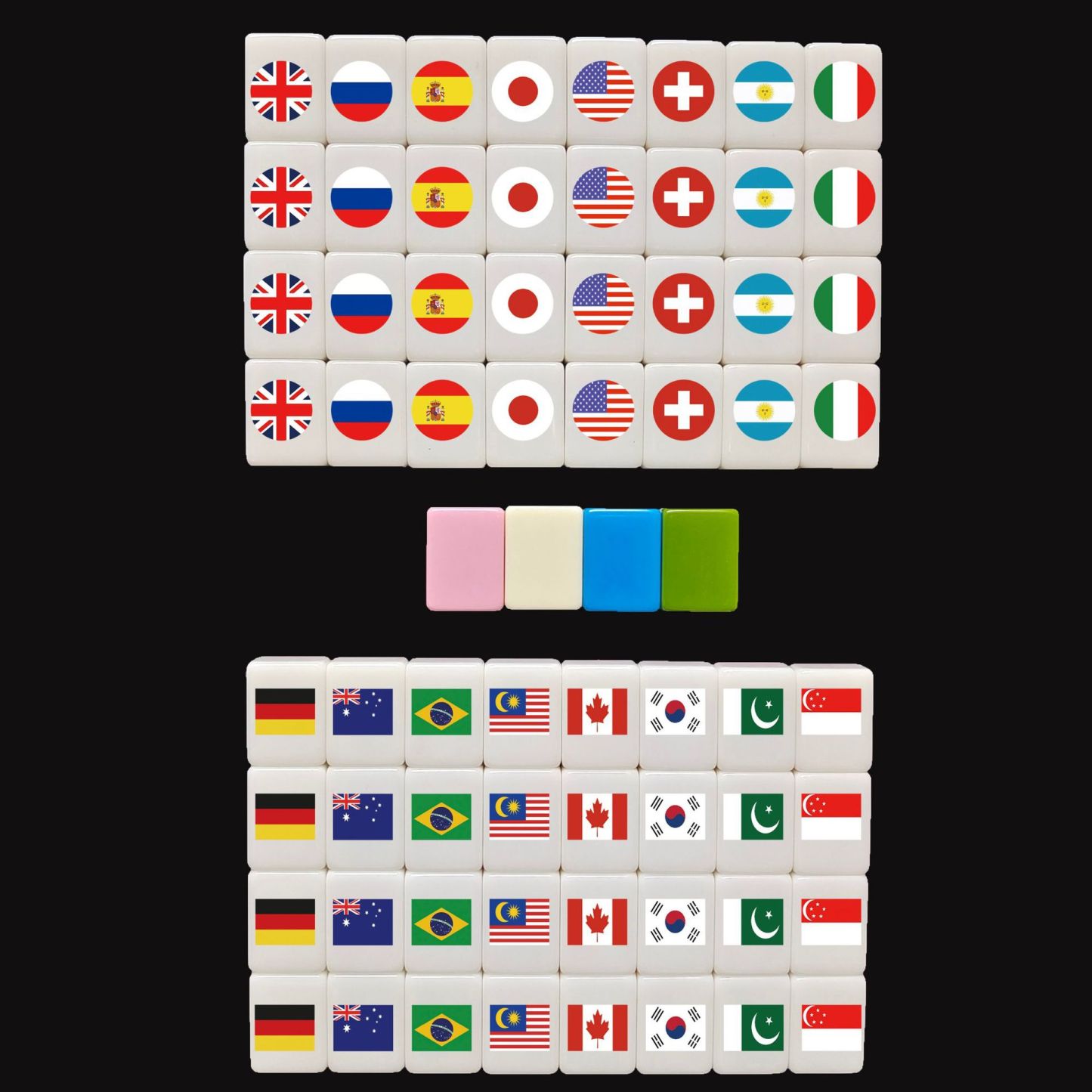 Seaside Escape Mahjong Game Set – 64+1 Mini Mahjong 24mm Tiles, Multi-Style Pattern Match & Clear Board Game for Family & Party Fun