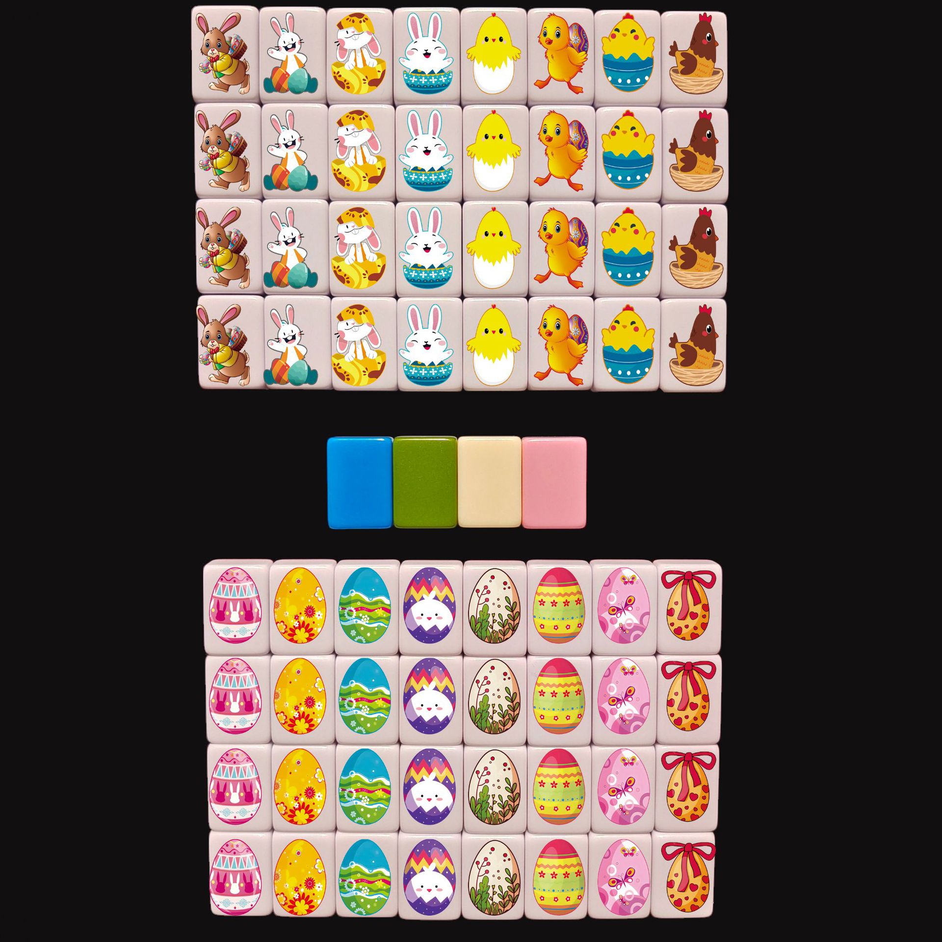 Seaside Escape Mahjong Game Set – 64+1 Mini Mahjong 24mm Tiles, Multi-Style Pattern Match & Clear Board Game for Family & Party Fun