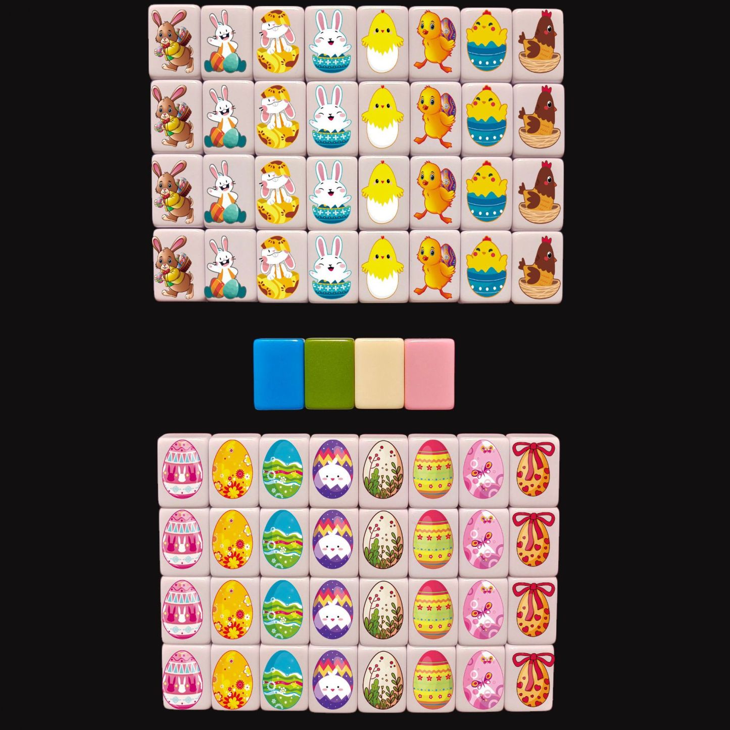 Seaside Escape Mahjong Game Set – 64+1 Mini Mahjong 24mm Tiles, Multi-Style Pattern Match & Clear Board Game for Family & Party Fun