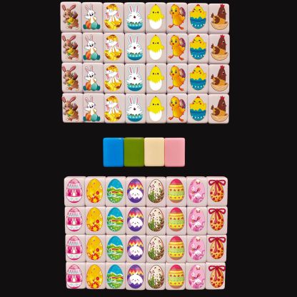 Seaside Escape Mahjong Game Set – 64+1 Mini Mahjong 24mm Tiles, Multi-Style Pattern Match & Clear Board Game for Family & Party Fun