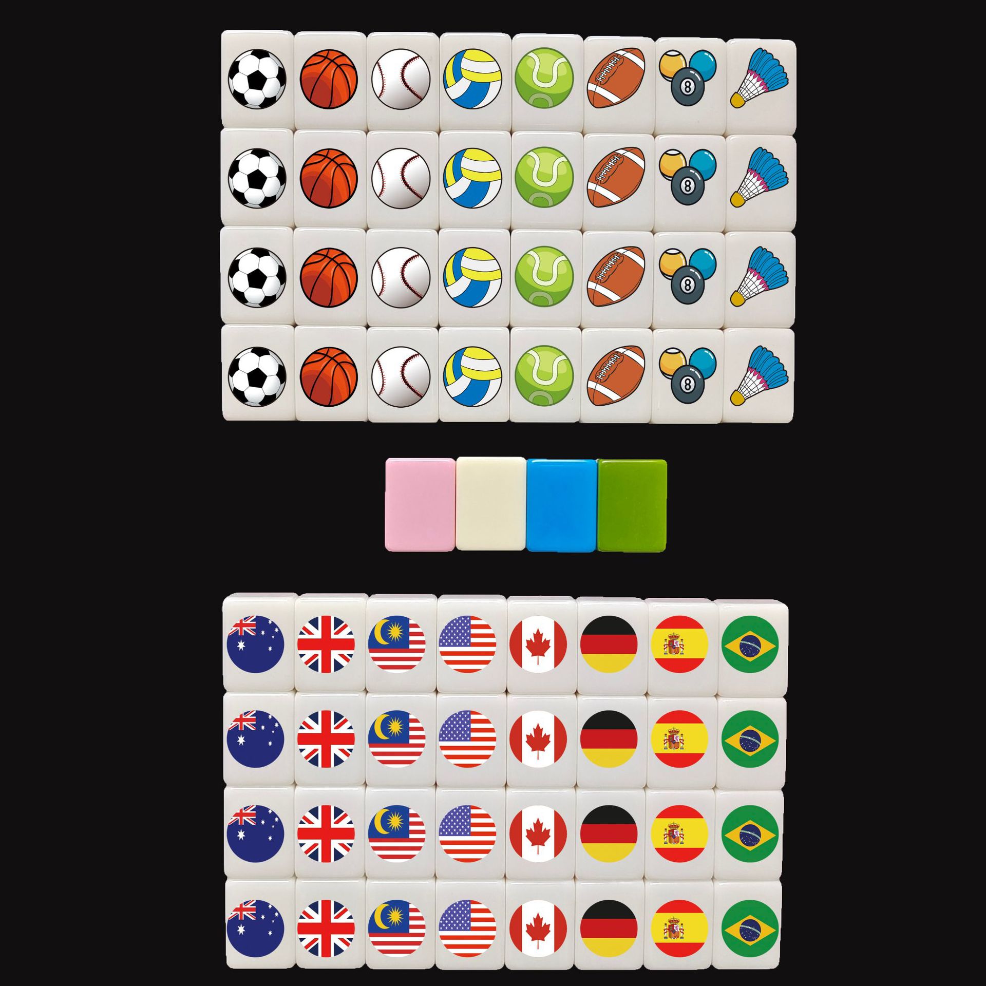 Seaside Escape Mahjong Game Set – 64+1 Mini Mahjong 24mm Tiles, Multi-Style Pattern Match & Clear Board Game for Family & Party Fun