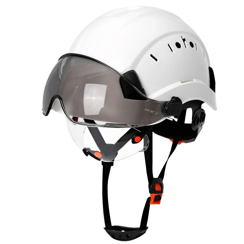 Vented Construction Hard Hat with Dual Retractable Visors