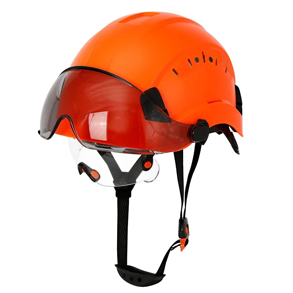 Vented Construction Hard Hat with Dual Retractable Visors