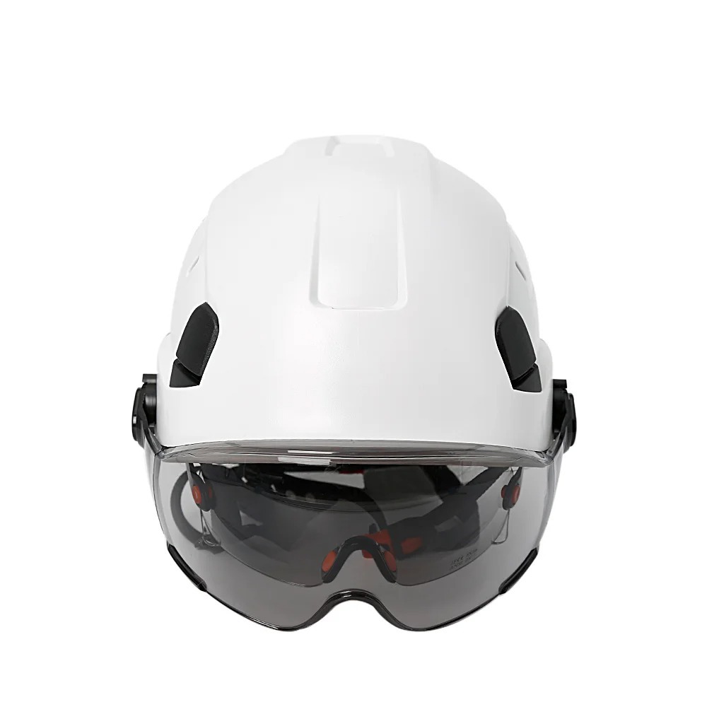 Vented Construction Hard Hat with Dual Retractable Visors