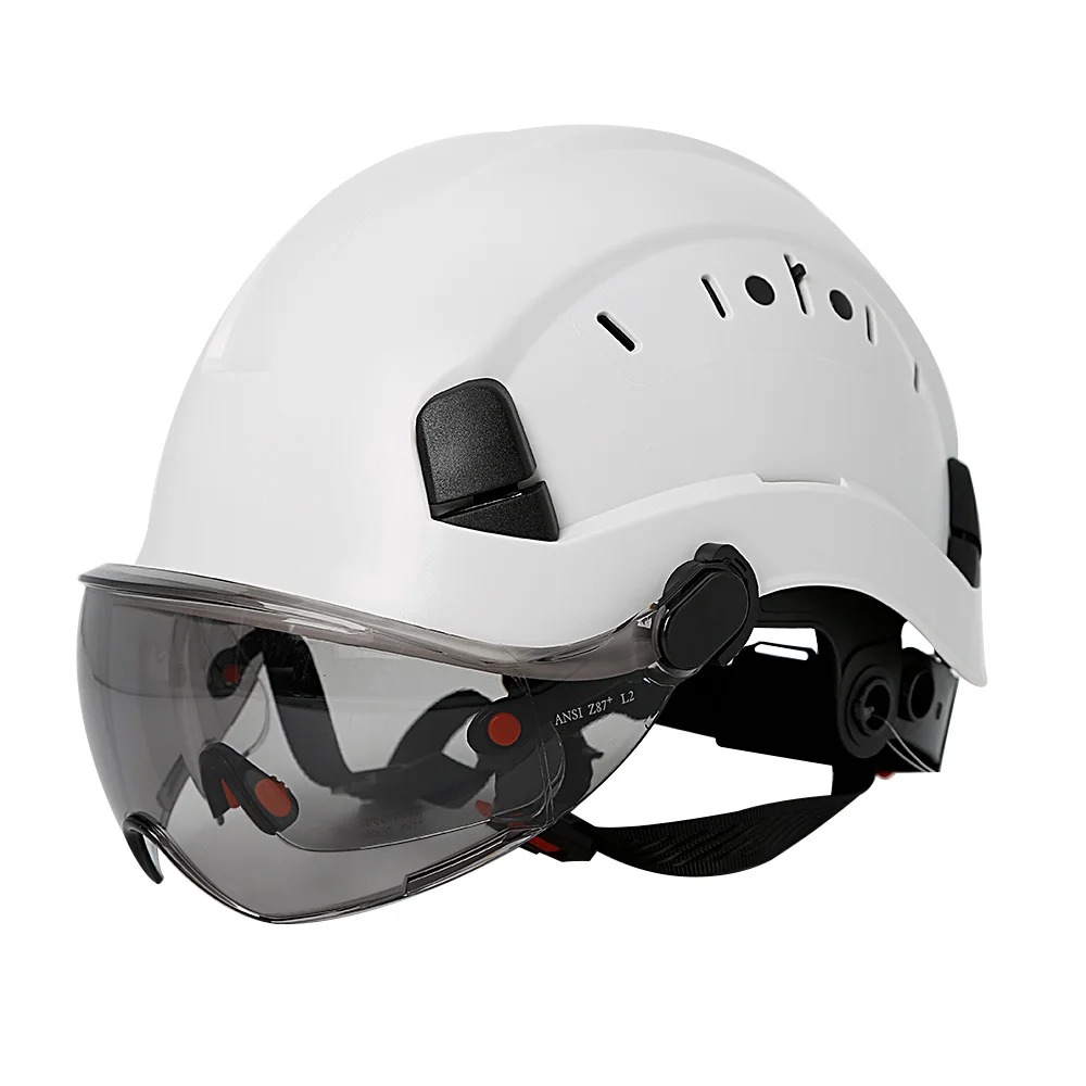 Vented Construction Hard Hat with Dual Retractable Visors
