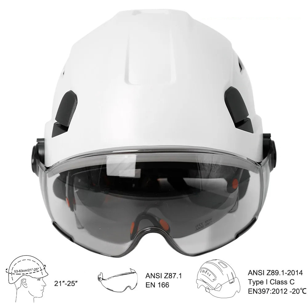 Vented Construction Hard Hat with Dual Retractable Visors