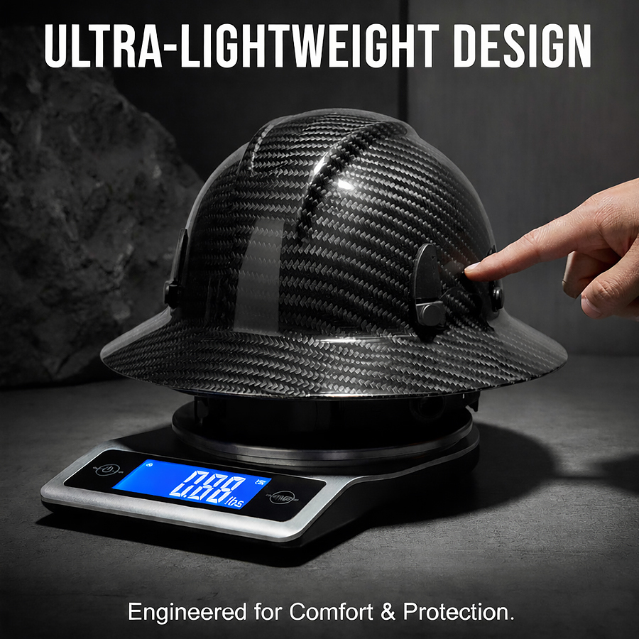 Elite Series Carbon Fiber Hard Hat with Visor - Real 3K Carbon Fiber - ANSI Z89.1 & Z87.1 - Full Brim