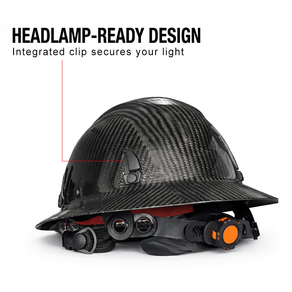 Elite Series Carbon Fiber Hard Hat with Visor - Real 3K Carbon Fiber - ANSI Z89.1 & Z87.1 - Full Brim