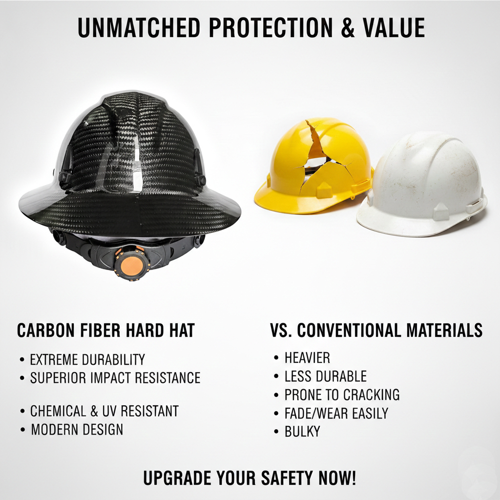 Elite Series Carbon Fiber Hard Hat with Visor - Real 3K Carbon Fiber - ANSI Z89.1 & Z87.1 - Full Brim