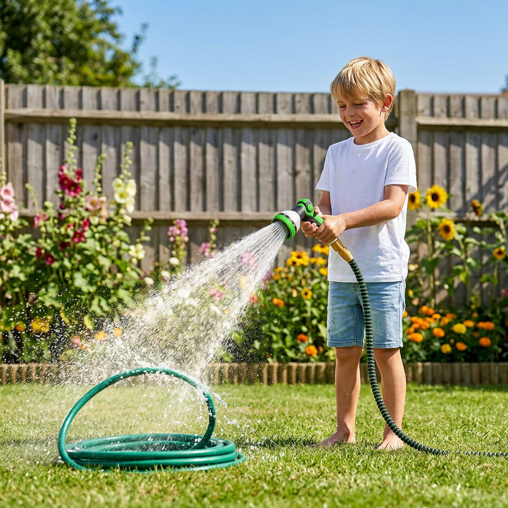 Tuyau d’arrosage extensible magique – Parfait pour laver votre voiture, nettoyer les meubles d’extérieur et arroser le jardin