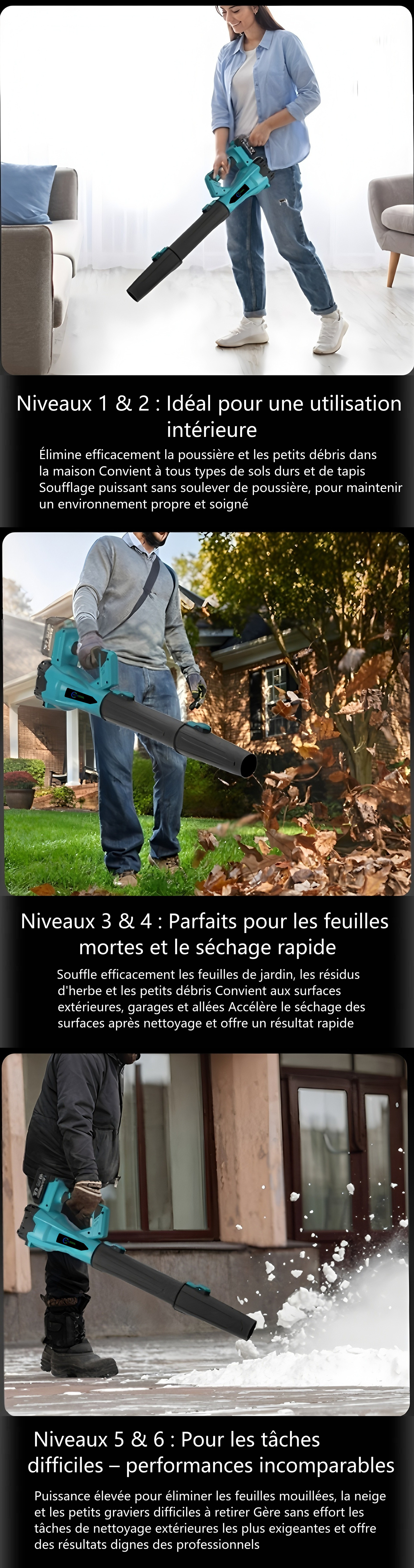 Souffleur De Feuilles Sans Fil Portable - 800 000 Tr/min, Buse Allongée, Pour Terrasse, Voiture, Poussière - 7