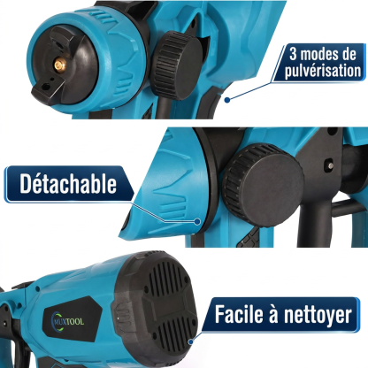 Pistolet de peinture sans fil – 2 batteries incluses – Idéal pour la maison, les meubles et les clôtures.
