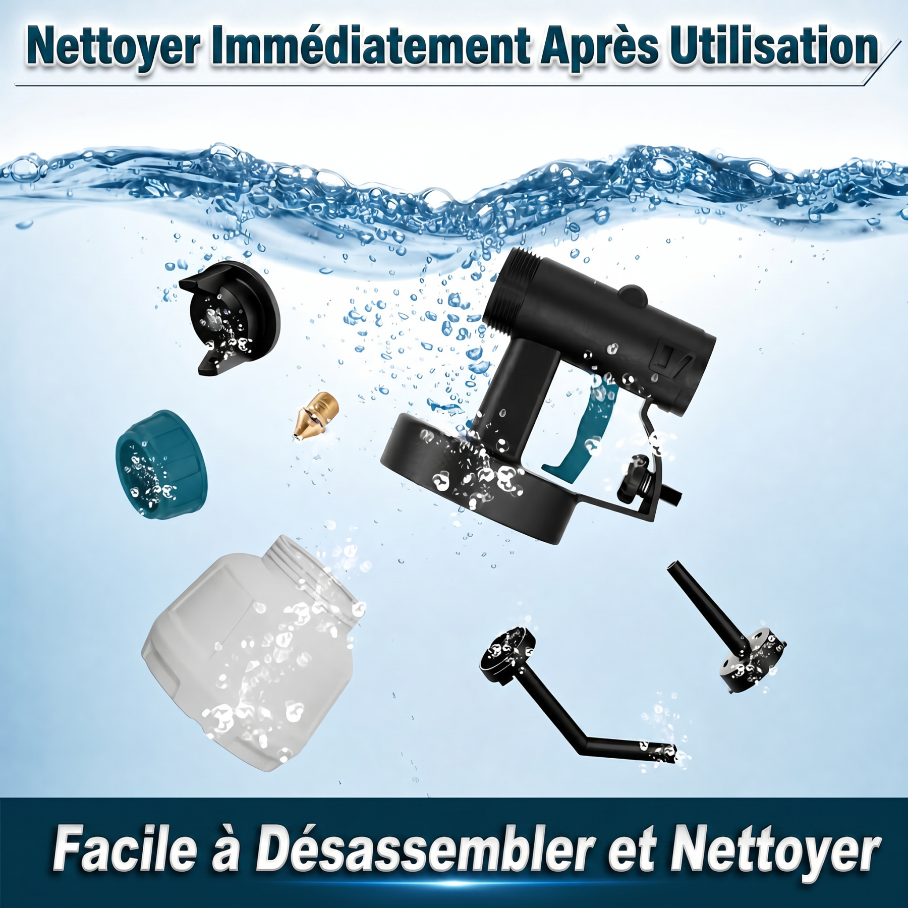 Pistolet de peinture sans fil – 2 batteries incluses – Idéal pour la maison, les meubles et les clôtures.
