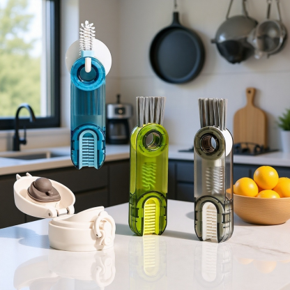 Brosse de nettoyage rotative en forme de U pour bouteille et tasse isotherme