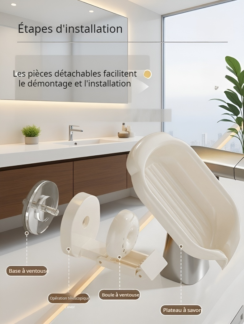 Étagère universelle à ventouse pour savon et accessoires de bain