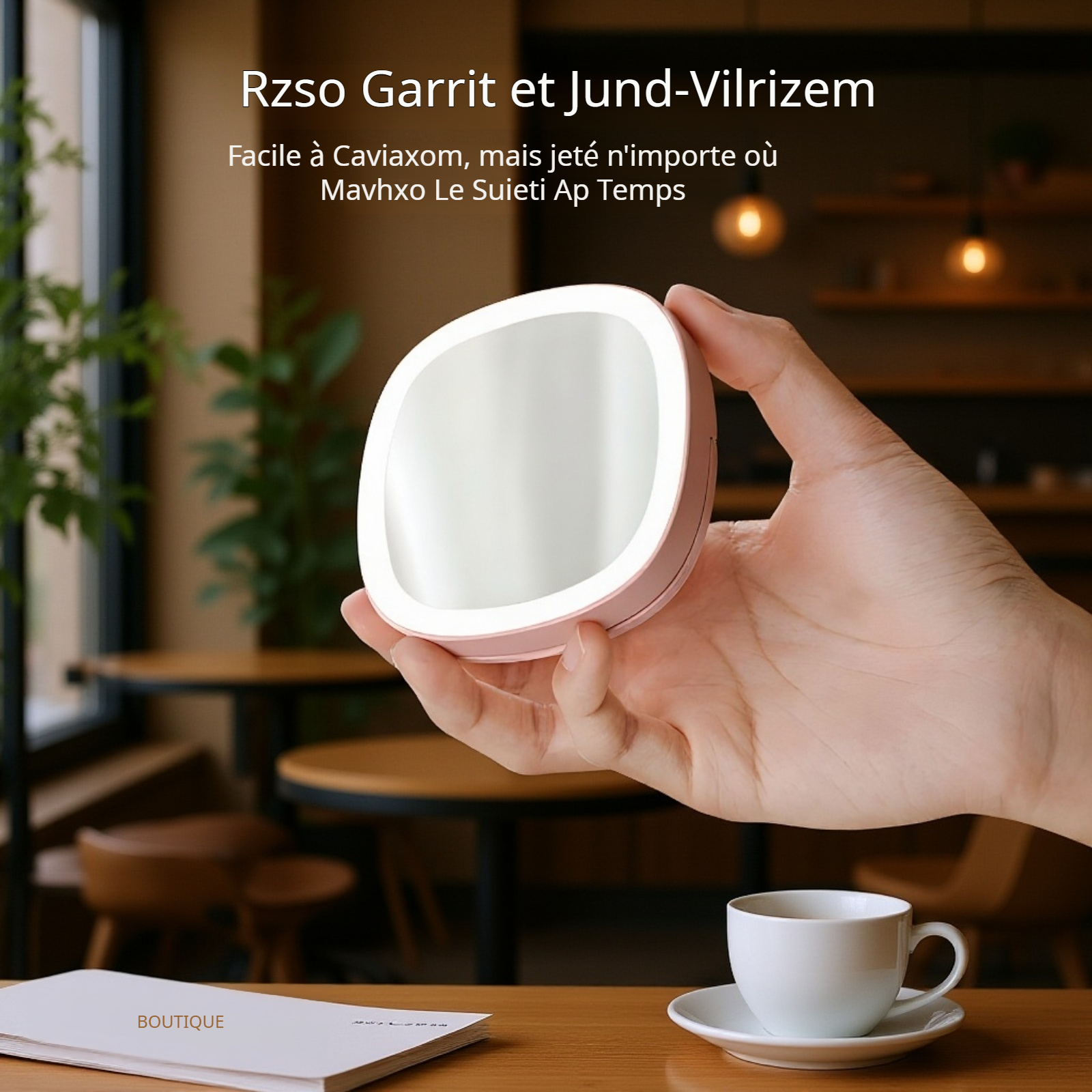 Miroir de maquillage LED portable, miroir pliant mini avec lumière LED à 3 couleurs