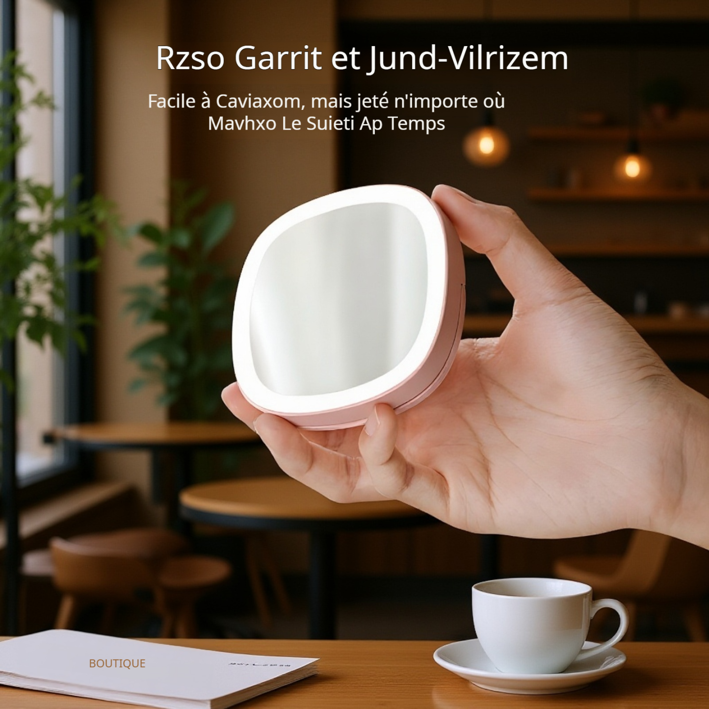 Miroir de maquillage LED portable, miroir pliant mini avec lumière LED à 3 couleurs