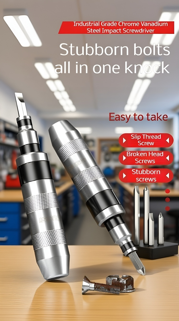 Multi-Functional Rusty Screw Impact Screwdriver close-up view