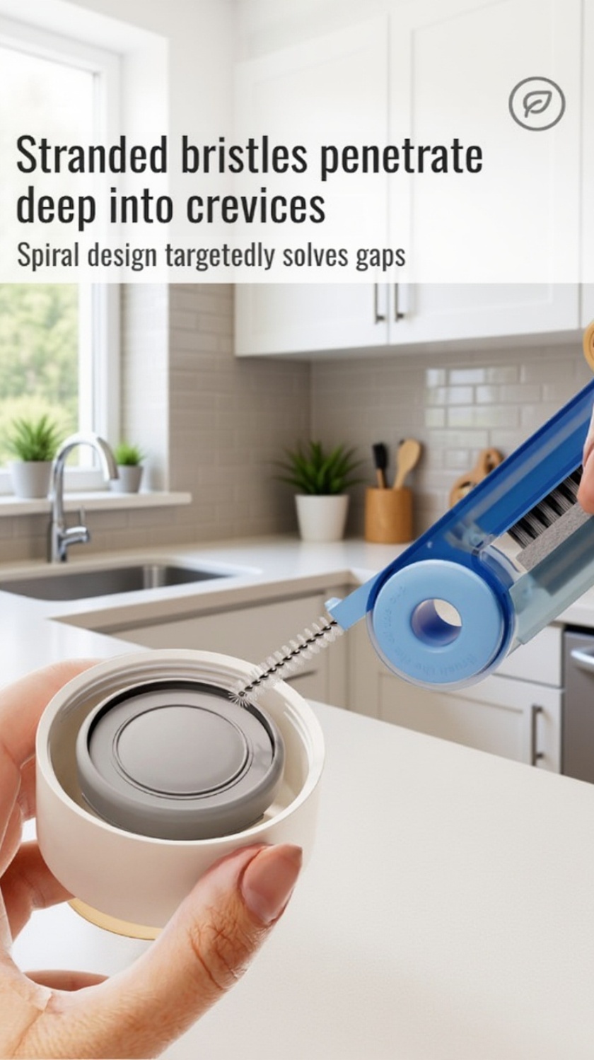 Cleaning glassware with 4-in-1 rotatable cup brush