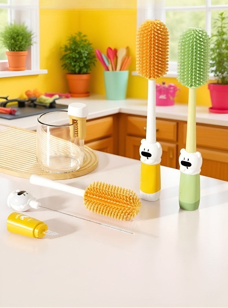 Gentle cleaning silicone brush for baby feeding bottles