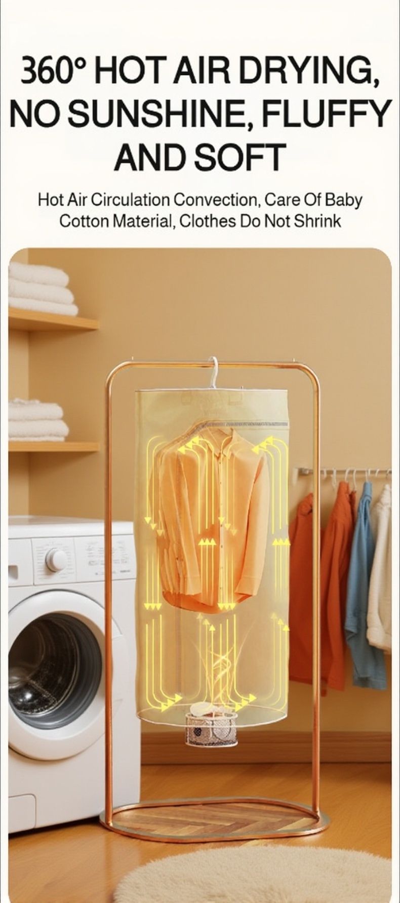 Close-up of foldable dryer design and build