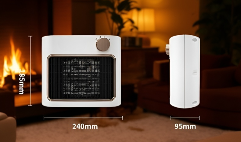 Side view of Rapid Heating Desktop Fan Heater