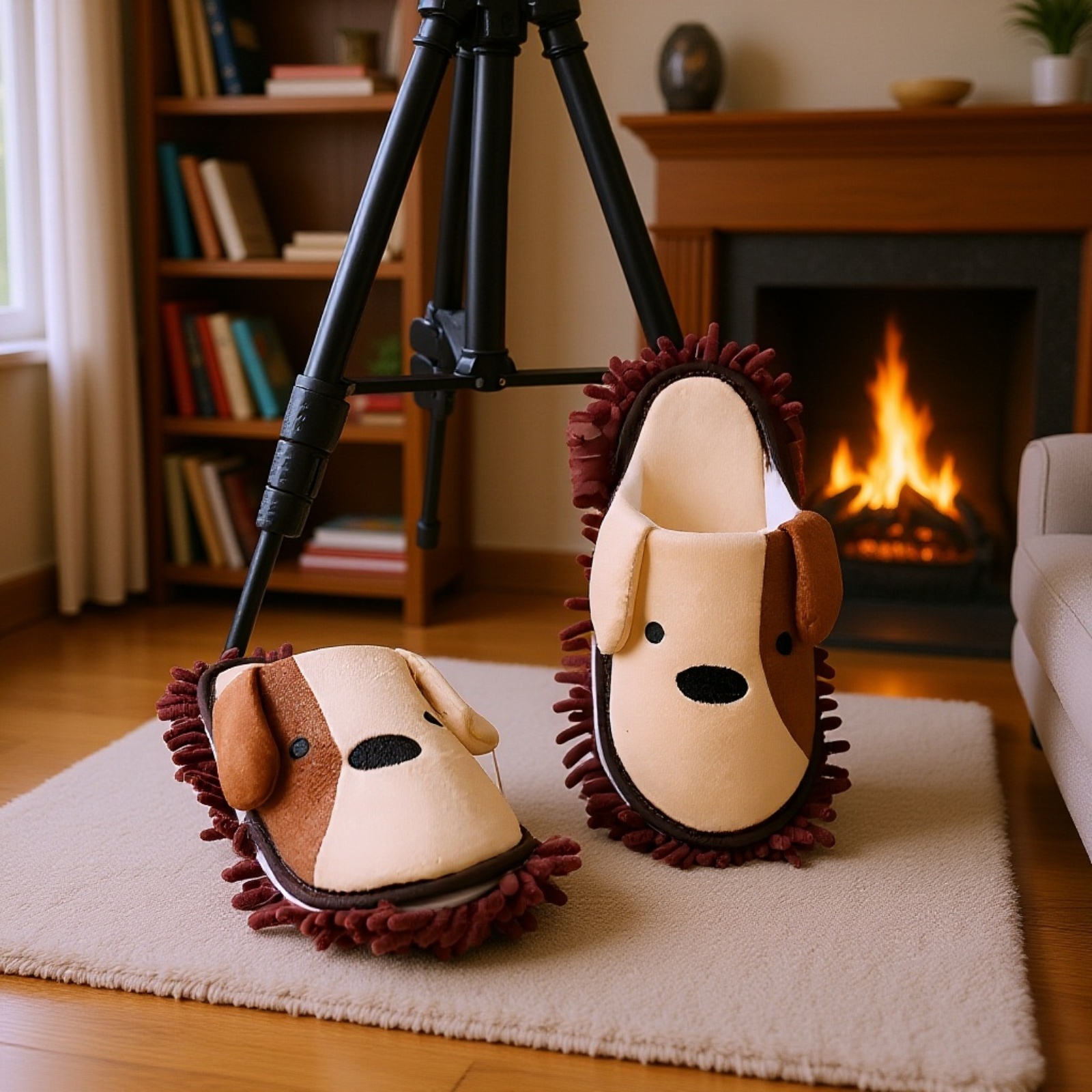 Hands removing washable pad from cleaning slippers