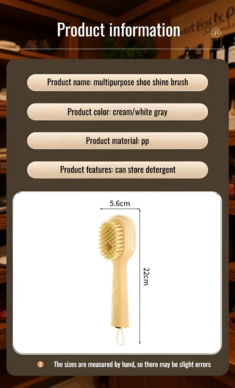 Multipurpose shoe brush for quick footwear maintenance