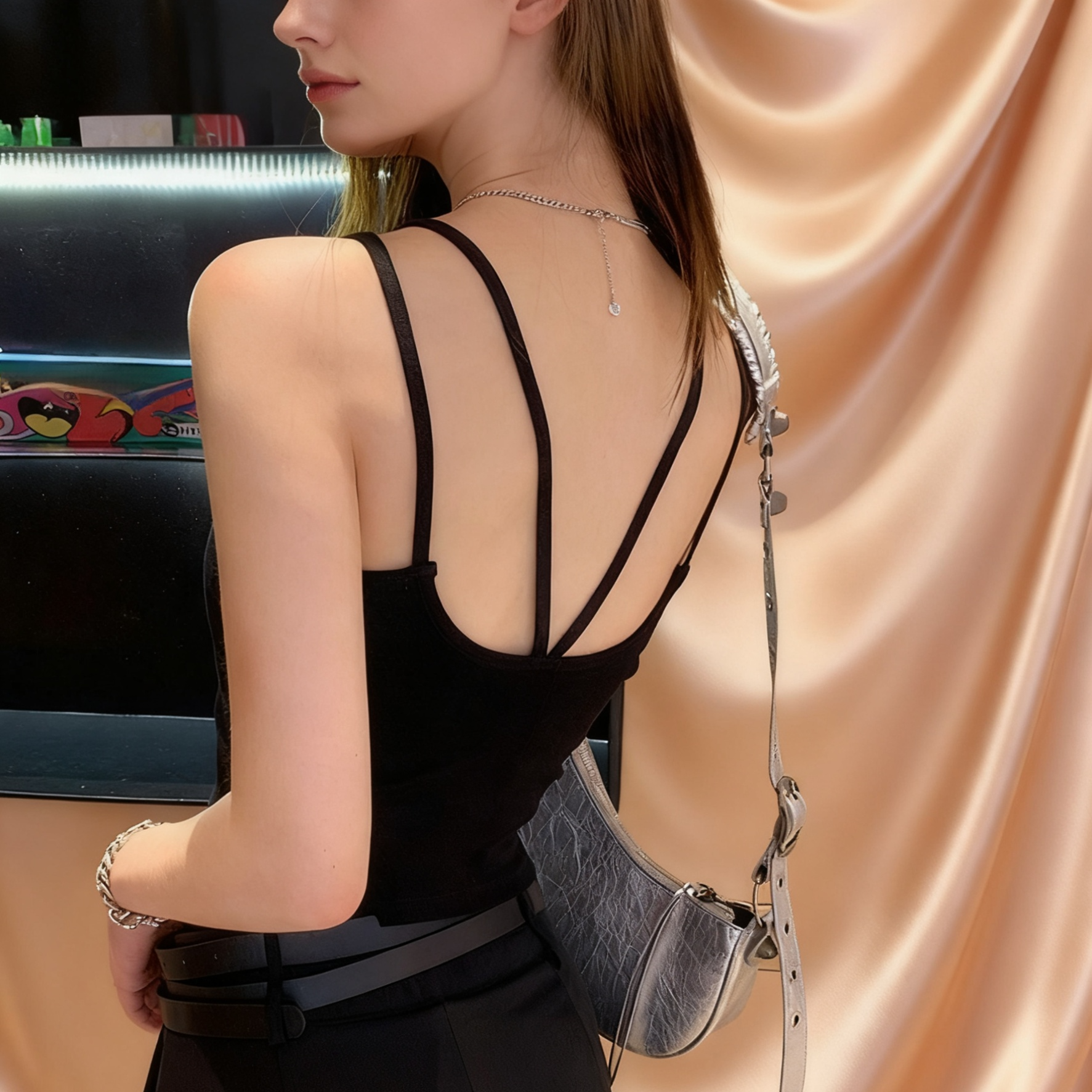  Damen Rückenfreies Camisole mit integriertem BH-Pad