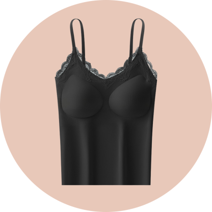 Französisches Spitzen-Trägertop mit integrierten Cups, nahtlos für Damen