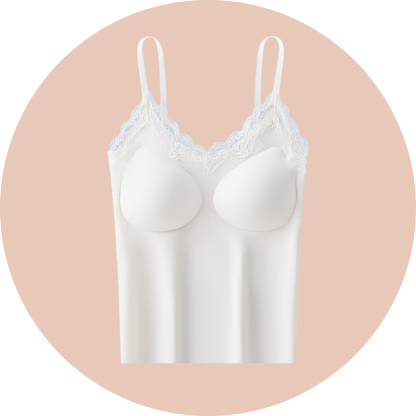 Französisches Spitzen-Trägertop mit integrierten Cups, nahtlos für Damen