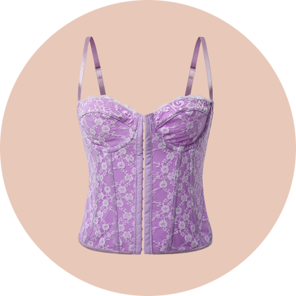 Spitzen-Bustier mit Trägern, Fischbein, Bügel, Knopfleiste und Rückenfrei