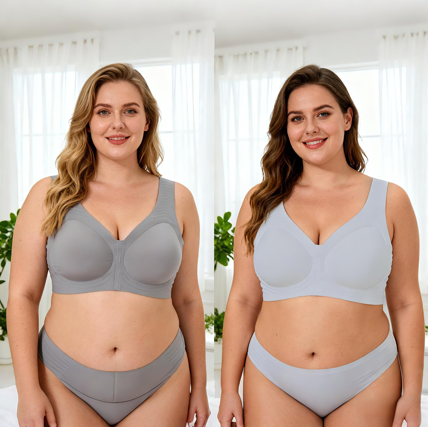 Atmungsaktiver nahtloser Sport-BH für Damen, große Größen, Frontverschluss, Push-Up-Effekt