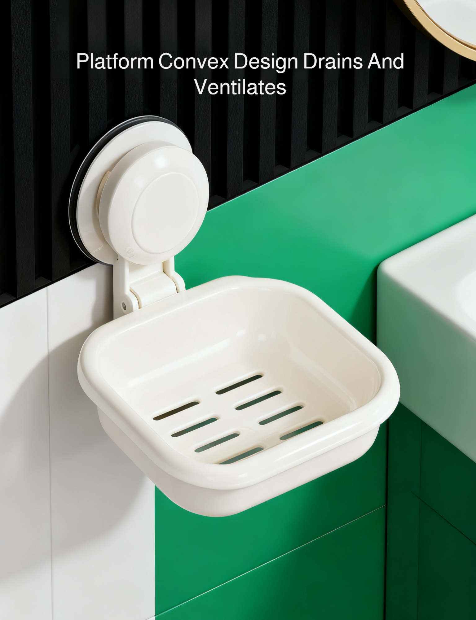 Mess-free draining soap holder on countertop