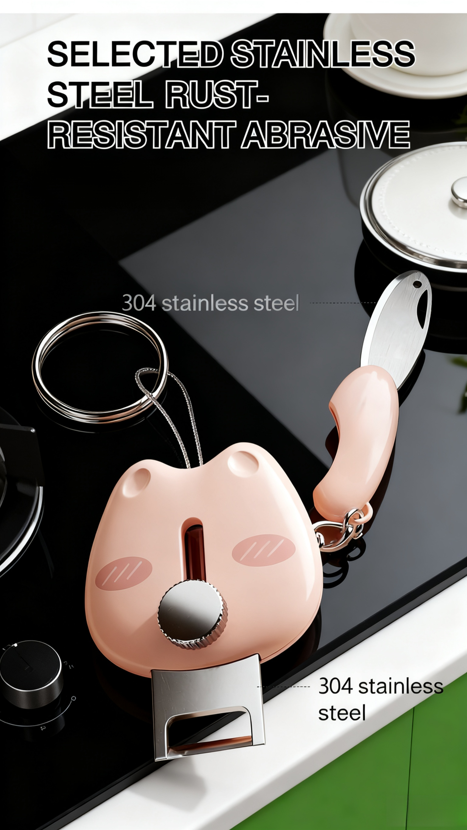 Stainless steel dual-purpose keychain peeler