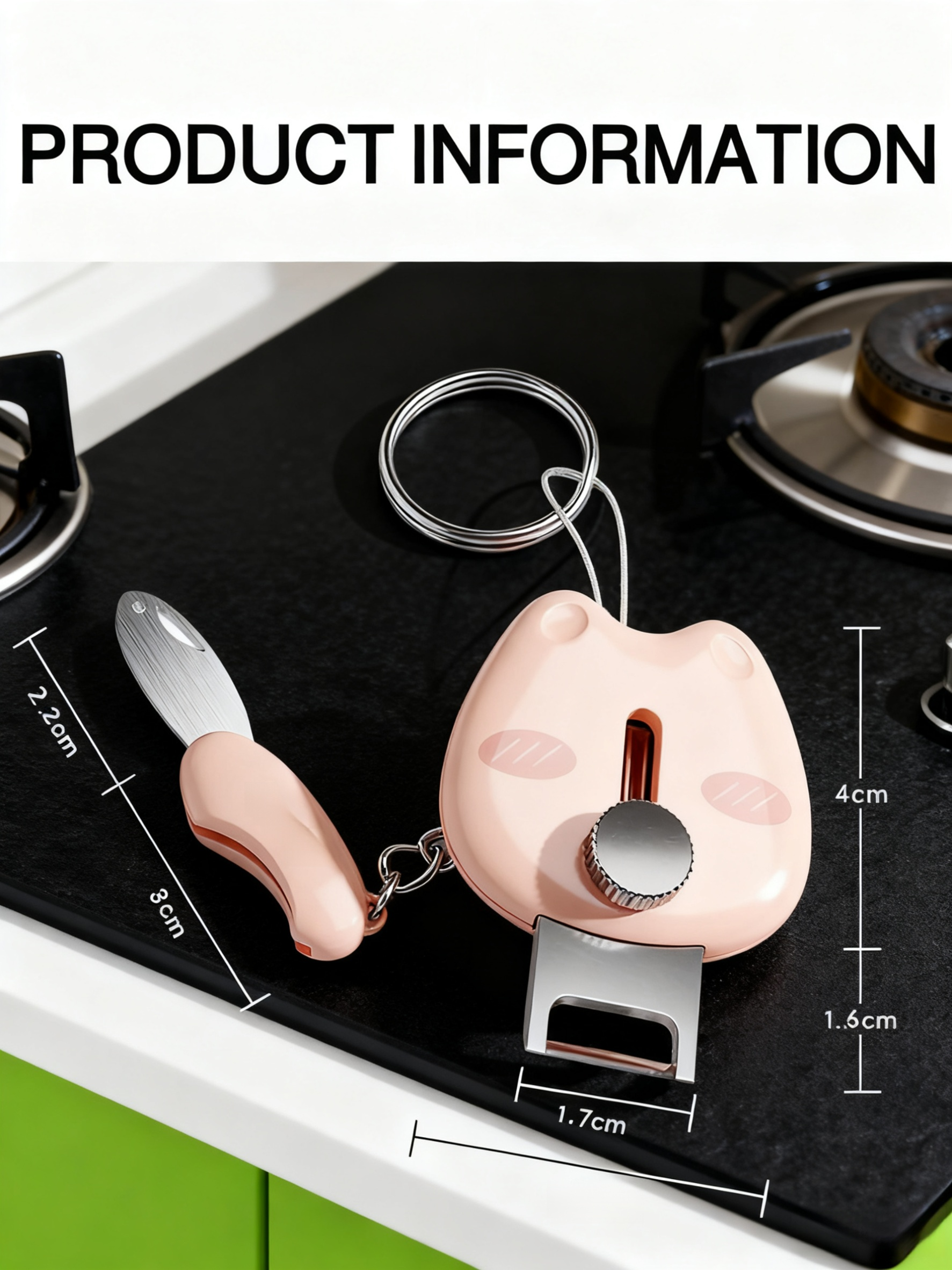 Portable fruit peeler attached to a keychain
