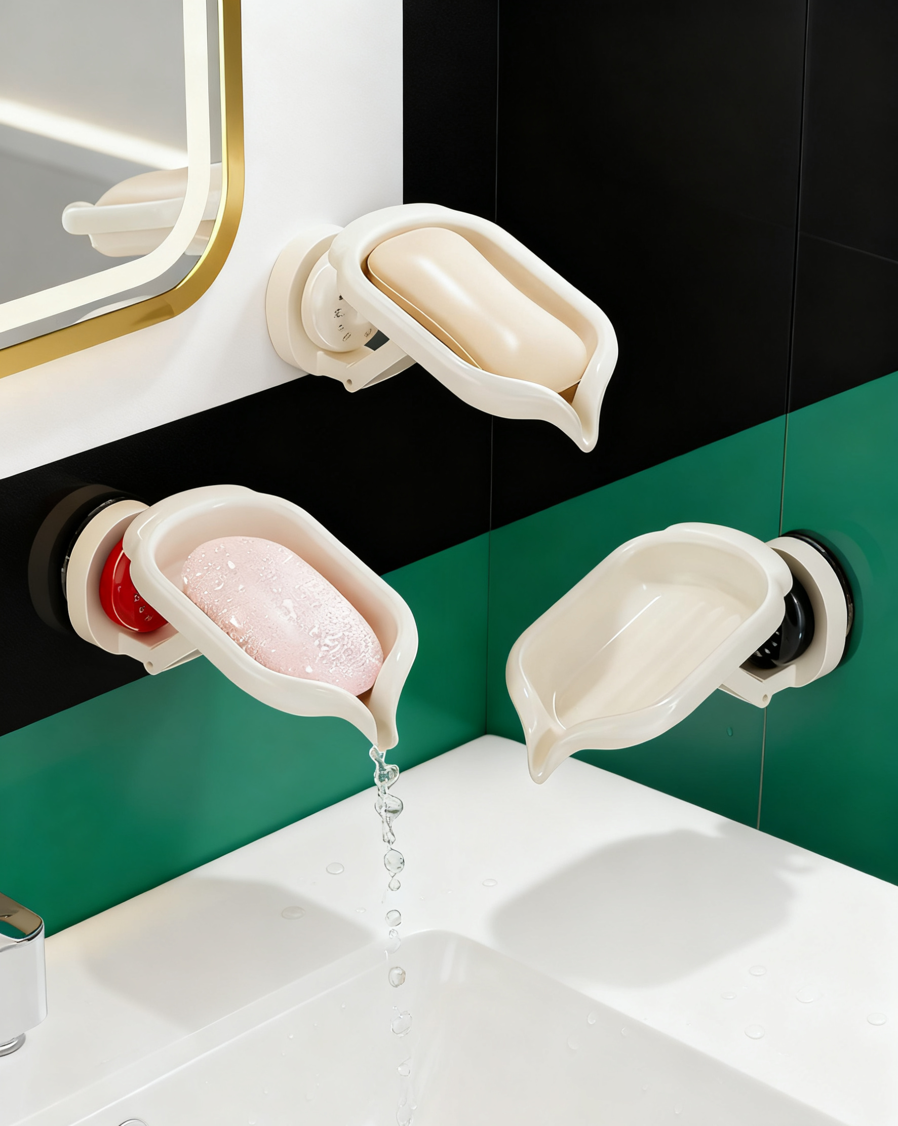 No-drill soap dish keeps soap dry and clean