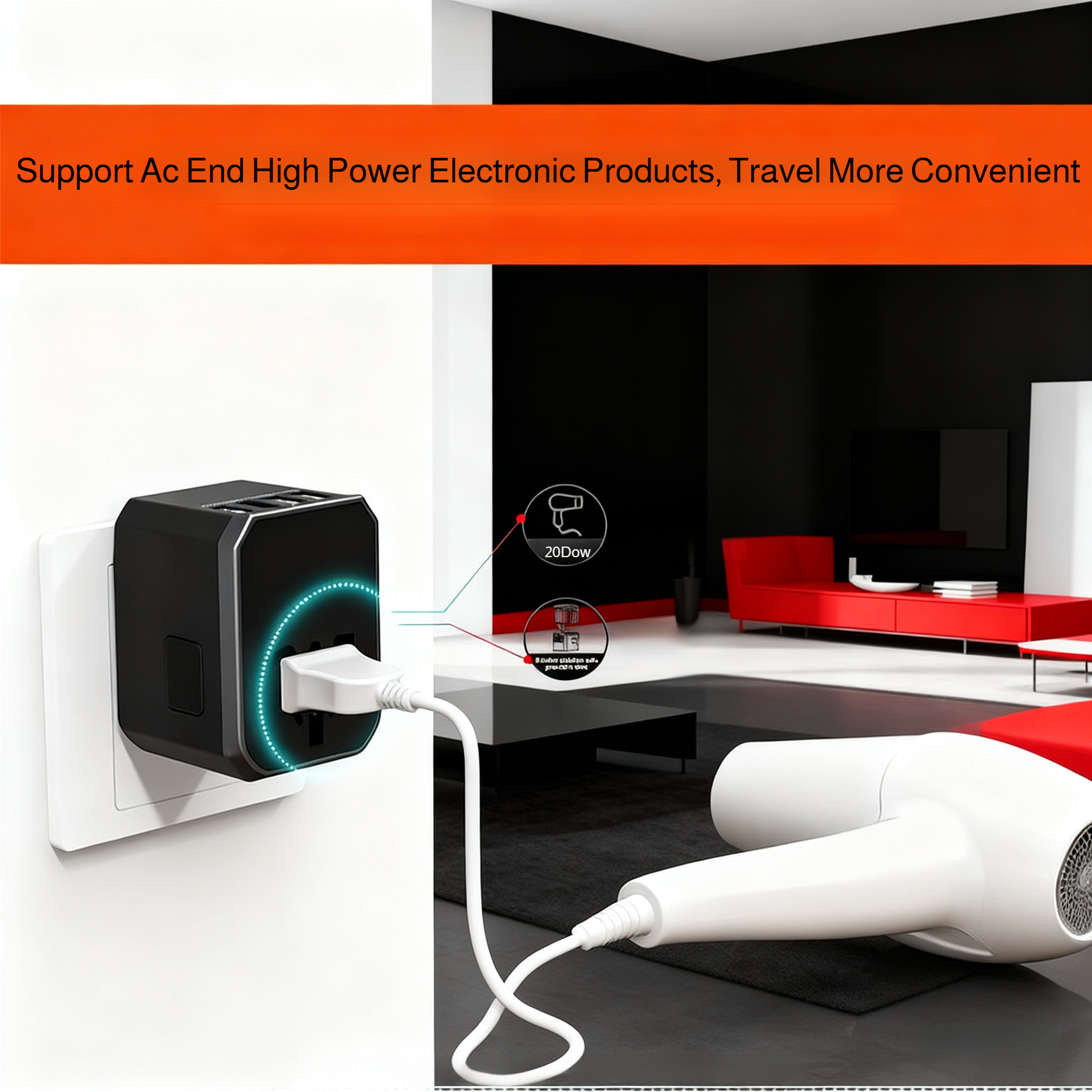 Travel Adapter compatible with US UK EU AU sockets