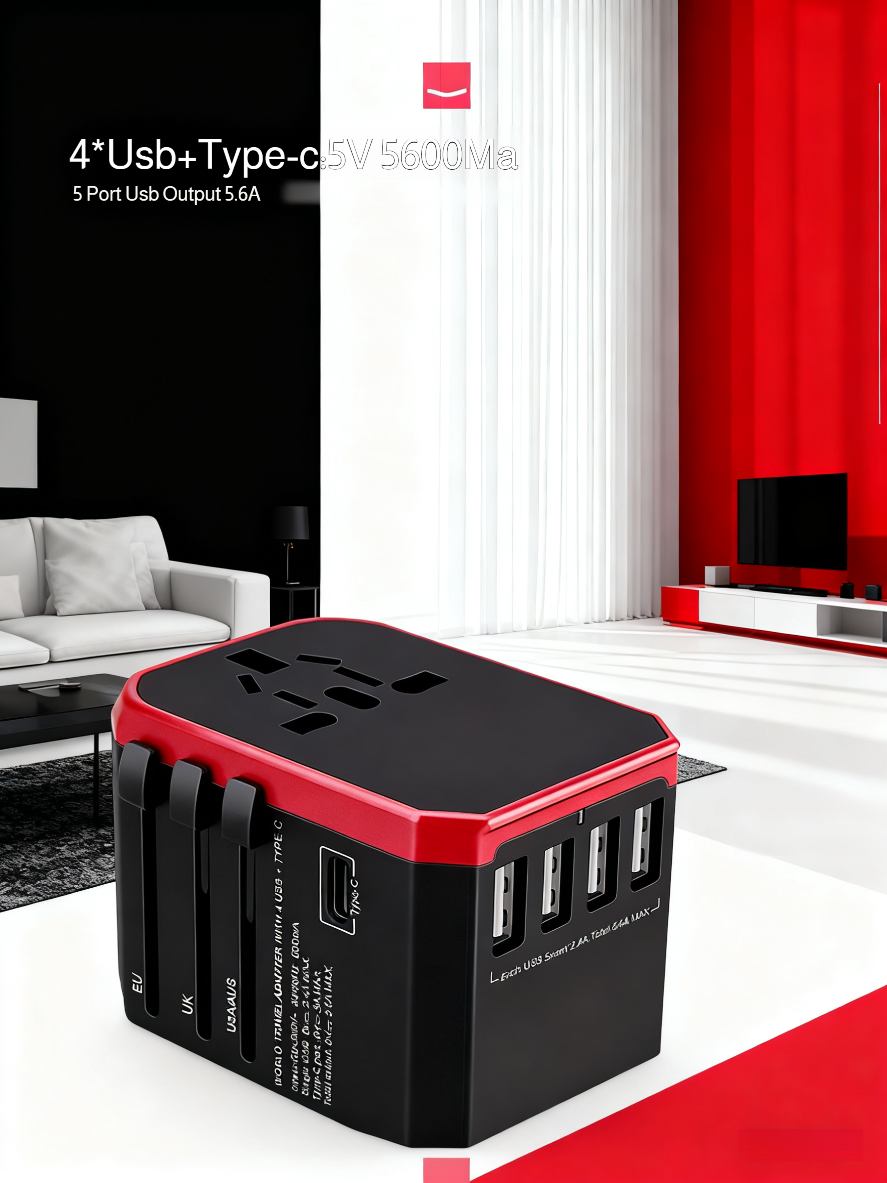 Universal Travel Adapter with multiple USB ports
